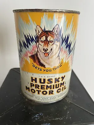 $899.99 • Buy Original HUSKY Premium Motor Oil Can Western Oil And Fuel Company Vintage Tin