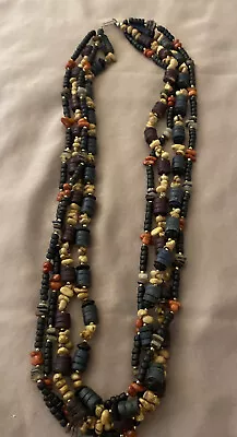 Vintage Necklace Multi Strand Wood Beads 28” Long • $6.40