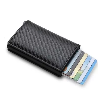 Carbon Fiber Credit Card Holder Wallets Men Brand Rfid Black Magic Trifold • $7.99