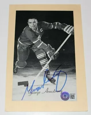 George Armstrong Signed 1944-63 Beehive Toronto Maple Leafs 4.5x6.5 Beckett Coa • $249.99