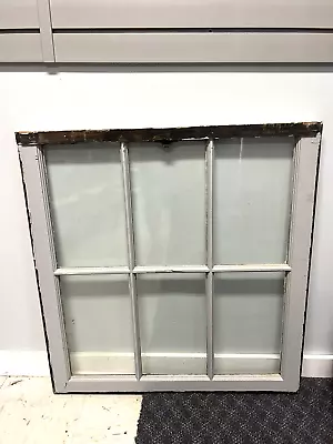 Vintage Wood Window Sash 6 Pane GLASS Picture Frame Chic White Antique Salvage A • $39.99