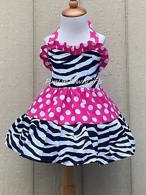 Girls Costume Pink Polka Dot And Zebra Toddler Dress • $36.99