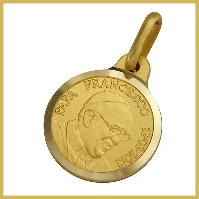 18k 750 Real Yellow GOLD Pope Francis Vatican Religious Pendant Medal Unoaerre • $210