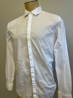 BOSS Hugo Boss Men's White Hidden Button Dress Shirt Slim Fit Size Large $180 • $14.99