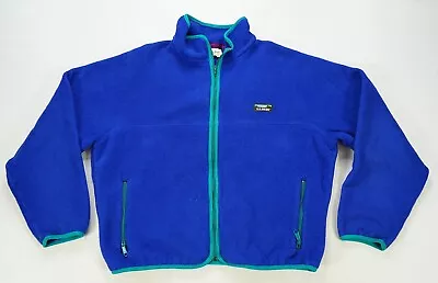 Rare Vintage L.L. BEAN Spell Out Fleece Full Zip Bomber Jacket 90s Blue Size XL • $39.99