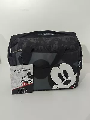 New Disney Mickey Mouse Black+gray+whitezipinsulated Nylon Lunchbox Or Cooler • $34.99