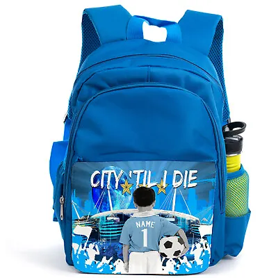 £19.95 • Buy Personalised Manchester Backpack Boys Football School Bag Children Rucksack CF37