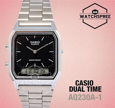 Casio Analog Digital S.Steel Band Watch AQ230A-1D AQ-230A-1 AU FAST & FREE • $74.98