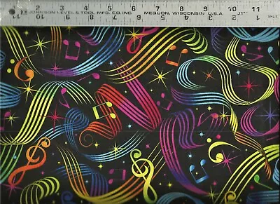 Timeless Treasures ~ RAINBOW ~ Music Notes Staff ~ 100% Cotton Quilt Fabric BTY • $15.99