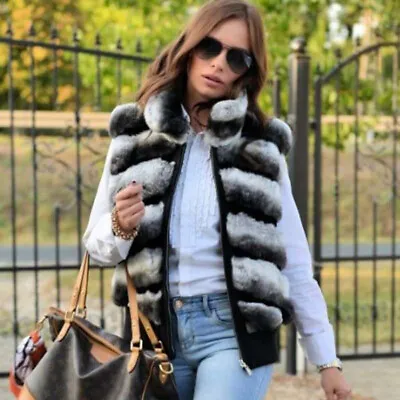 2023 Sleeveless Jacket Women Fox Fur Vest Winter Short Fur Coat Warm Chinchilla • $241.33
