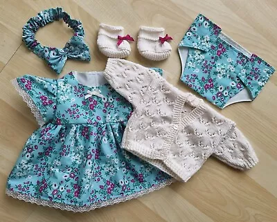 Baby Annabell Or 17 To 19 Inch Baby Doll 5 Piece Aqua Floral Dress Set (17) • £12.50