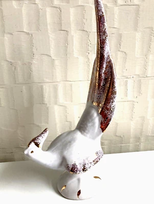 $14.75 • Buy Vintage Mid Century Exotic Bird Pheasant Peacock Pink & Gold Ceramic Figurine