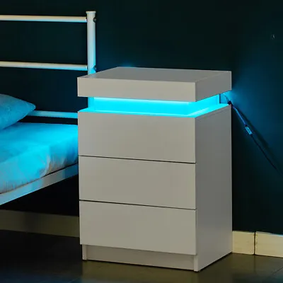 Multi-type Modern High Gloss Bedside Table Storage Drawer Nightstand Cabinet LED • £79.99