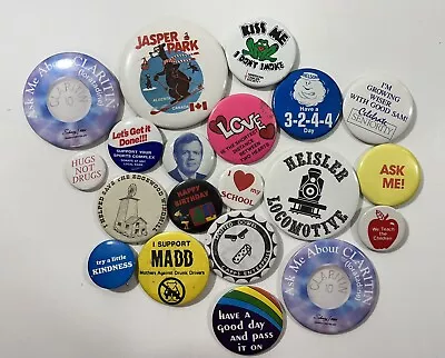 Lot Of 20 Vintage Pin Back Buttons Varying Sizes (Quotes Advertising Teacher) • $23.21