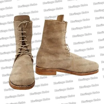 Men's Colonial Ankle High Shoes Lace-up Leather Boots • $65