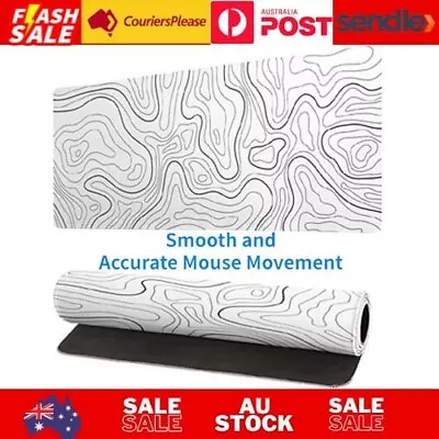 Topographic Contour White Gaming Mouse Pad XL Geographic Map Lines Extended Big  • $12.59