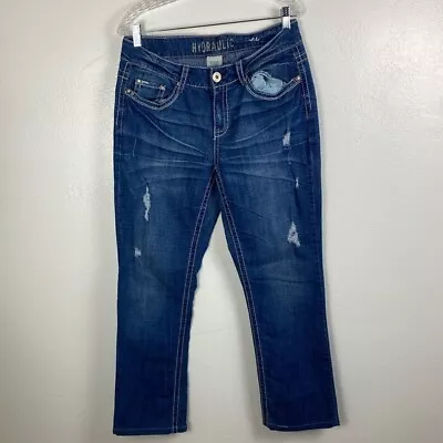 $25 • Buy Hydraulic Lola Slim Boot Blue Distressed Jeans Women’s Size 14W