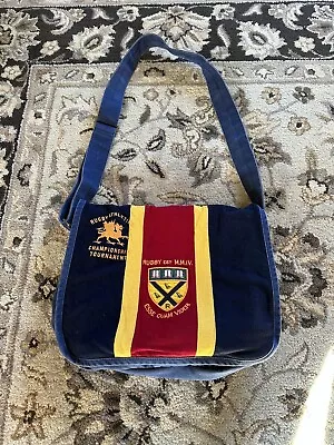 POLO RALPH LAUREN Rugby  Messenger Laptop Bag 90s Vintage Patches • $199.99