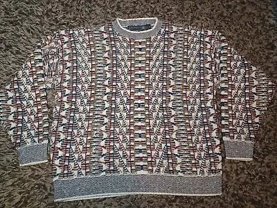 Vintage Crossings Coogi Style Sweater Cable Knit Multicolor Vibrant Mens XL  • $34.99