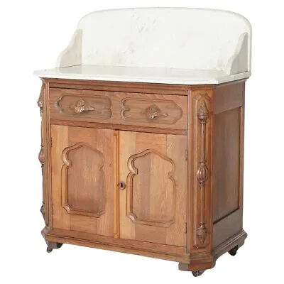 Antique Victorian Walnut Marble Top Commode Wash Stand Circa 1880 • $960