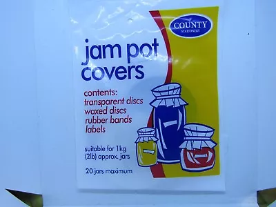 JAM POT COVERS For 20 X 1kg ( 2lb)   Jars - With Rubber Bands And Labels • £3.49