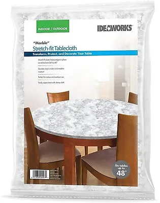 $14.80 • Buy Marble 4ft Round Stretch Fit Table Cover Transform Protect Decorate 48  NEW