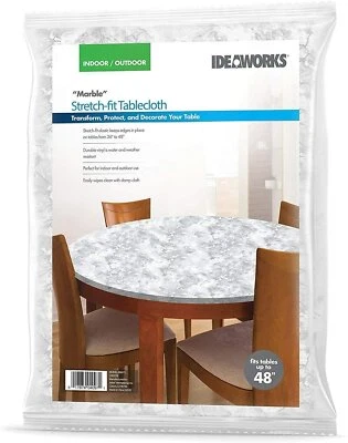 $14.80 • Buy Marble 4ft Round Stretch Fit Table Cover Transform Protect Decorate 48  NEW
