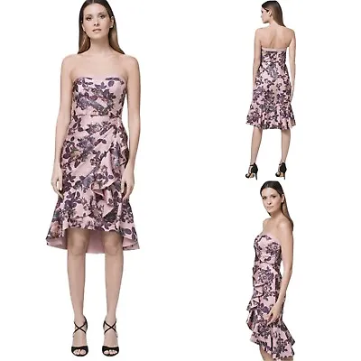Aidan Mattox Rose Pink Strapless Sweetheart Neck Floral Wrap Dress Size 12 • $75
