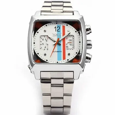 Mechanical Mens Watch Stainless Steel Fashion JARAGAR Square Fluoresce Automatic • £37.99
