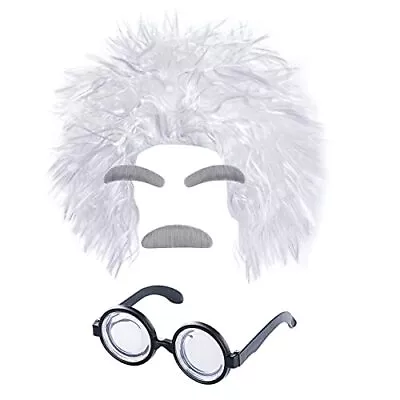 Mad Scientist Wig Costume With Glasses Mustache Eyebrows For Cosplay Costume • $27.07