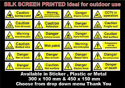 £1.49 • Buy HAZARD SIGNS OR STICKERS Size And Material Choice - CCTV, Barbed Wire, Dog,  