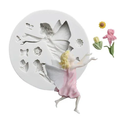 Fairy Angel Silicone Fondant Mold Flower Cake Chocolate Bake Topper Decor Mould • £3.25