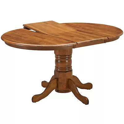 Linaria Extendable Dining Table 150cm Pedestral Stand Solid Rubber Wood - Walnut • $843