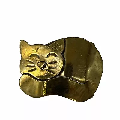 Sleeping Cat Kitten Belt Buckle Vintage Metal Brass • $34.95