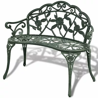 Garden   Patio Deck 2 Seater Vintage Chair Green Cast Aluminium F7W6 • $374.59