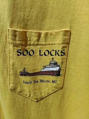 Soo Locks Sault Ste. Marie MI  Boat Graphic  T-shirt Read Size Details • $10
