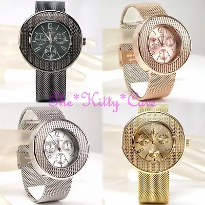 £23.99 • Buy Designer Chainmail Mesh Stainless Steel Chunky Sporty Chronograph Look Big Watch