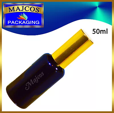 50ml Empty  Black Glass Bottles With Shiny Golden Atomizer / Mist Spray • £25
