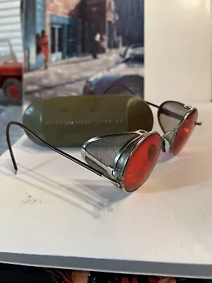 Vintage Welsh Safety Glasses WWII RED LENSES !!!!! • $80