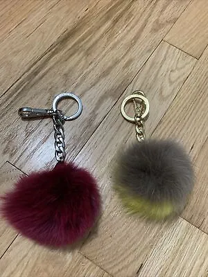 Rare Michael Kors Fur Pom Pom Key Fob Bag Charm Keychain With Box • $34.99