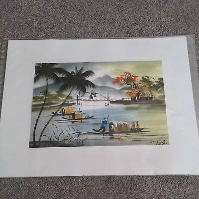 Vintage Vietnamese Watercolor Signed Painting 13 X 18 Lot Of 5 • $100