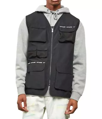 NEW VANS OFF THE WALL BLACK WARF FISHERMAN Ll UTILITY VEST JACKET SIZE SMALL • $22.99