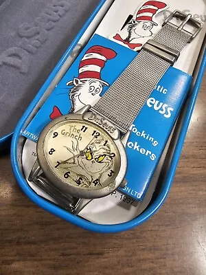 Vintage 1998 Dr. Seuss The Grinch Time Wear Watch DVG760 Silver Wristwatch • $85