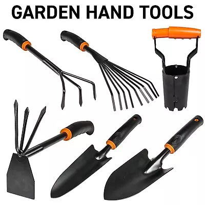 Garden Lawn Hand Tools - Rake Hoe Bulb Planter Trowel Spade Cultivator • £7.49