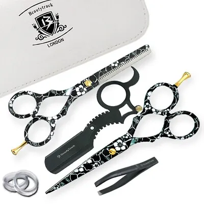 Pro Barber Hairdressing Thinning 5.5  Scissors Set Straight Cut Throat Razor Kit • £22.99