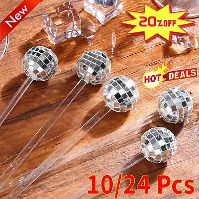 Coffee Beverage Cocktail Stirrers Swizzle Sticks Mirror Disco Ball Set Of 10/24 • £6.13