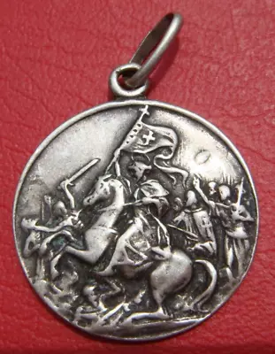 ANTIQUE SPAIN SANTIAGO DE COMPOSTELA VIRGIN MARY SILVER RARE Religious MEDAL • $150