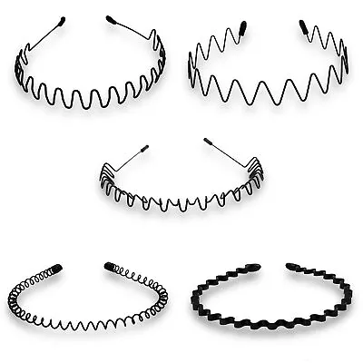 £2.89 • Buy 5 Stylis Black Metal Hair Band Headband For Man, Women And Kisd