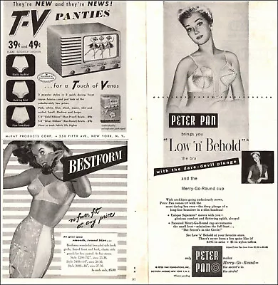 1946 Vintage Bra Panties ADs PETER PAN BRAS BESTFORM GIRDLES & TV PANTIES 102419 • $8.50