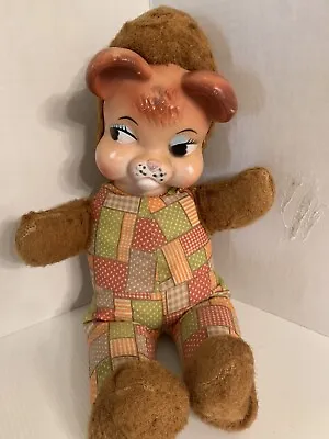 Vintage Knickerbocker Rubber Face Bear Plush Toy 14 Inch • $38.99